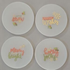 Hand Crafted Holiday Coaster Set - Red, Green, Yellow